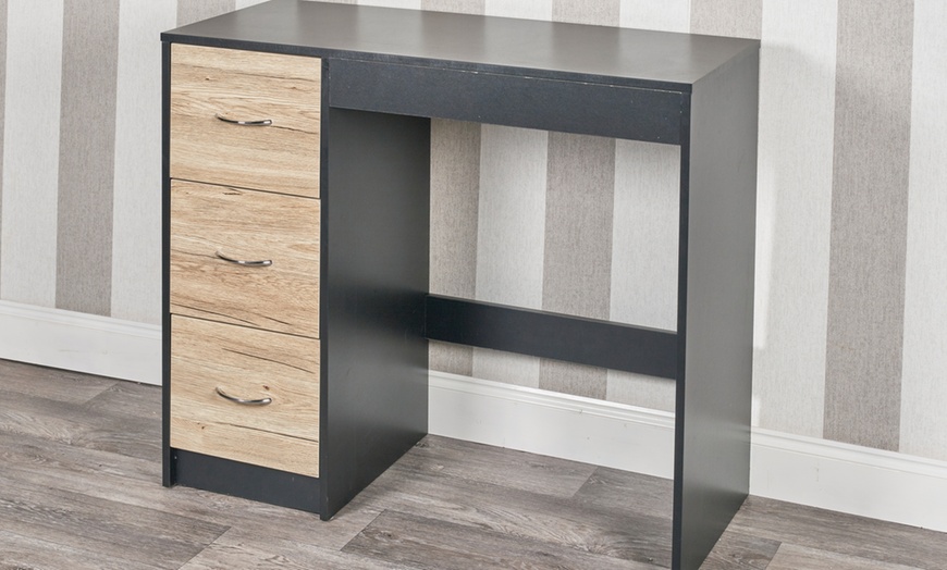 Image 13: Three-Drawer Wooden Bedroom Dressing Table