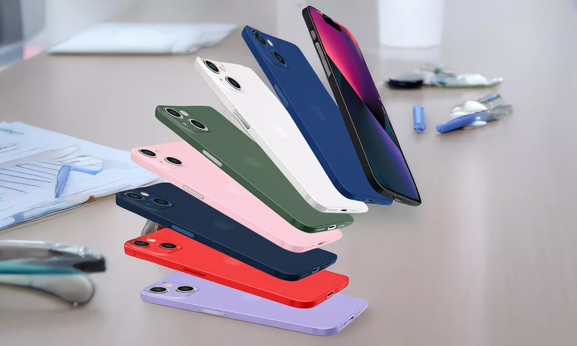 Ultra Slim Matte Case for iPhone 13, Camera Lens Full Protection Hard Thin Cover - Primary Image