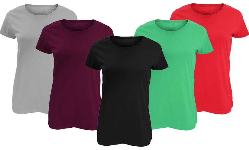 Image 1: Pack of Three Soft Cotton Basic T-Shirts