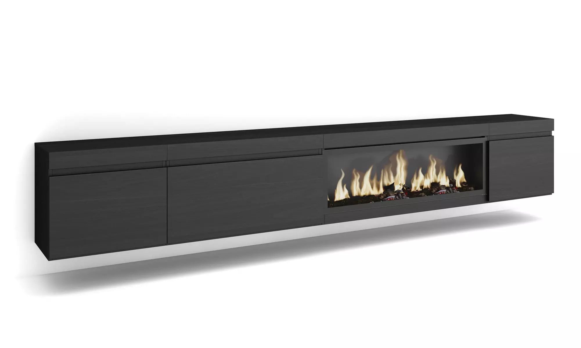 Hängender TV-Schrank 320 cm od. TV-Schrank 288 cm + elektrischer Kamin