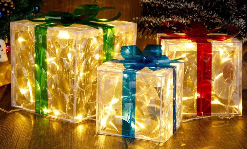 Up To 58% Off Set of Three Christmas 60-LED Lighted Gift Boxes | Groupon