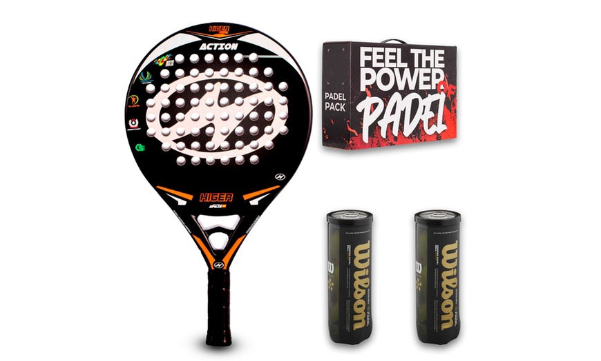 Image 2: Padel set met racket en Wilson ballen 