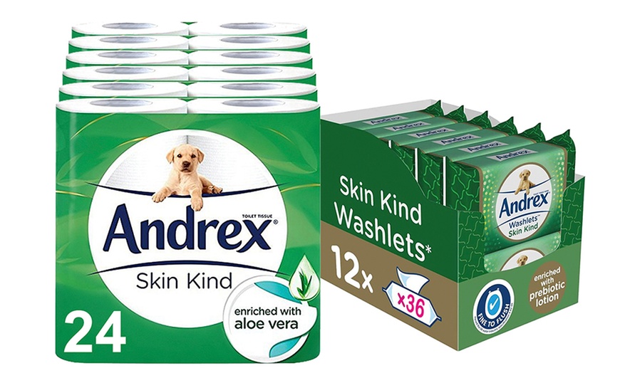 Image 1: Andrex Aloe Vera Toilet Paper and Toilet Tissue Wipes