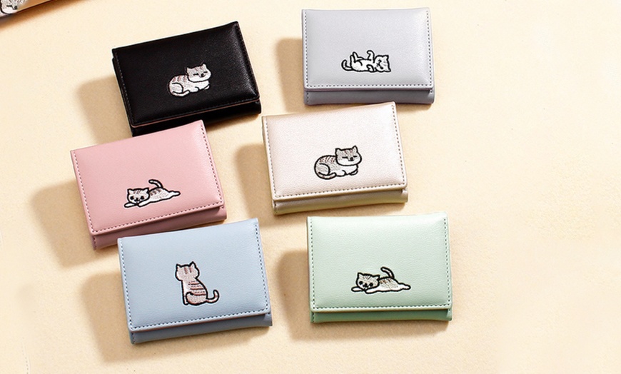 Image 1: Compact Cat-Themed Wallet