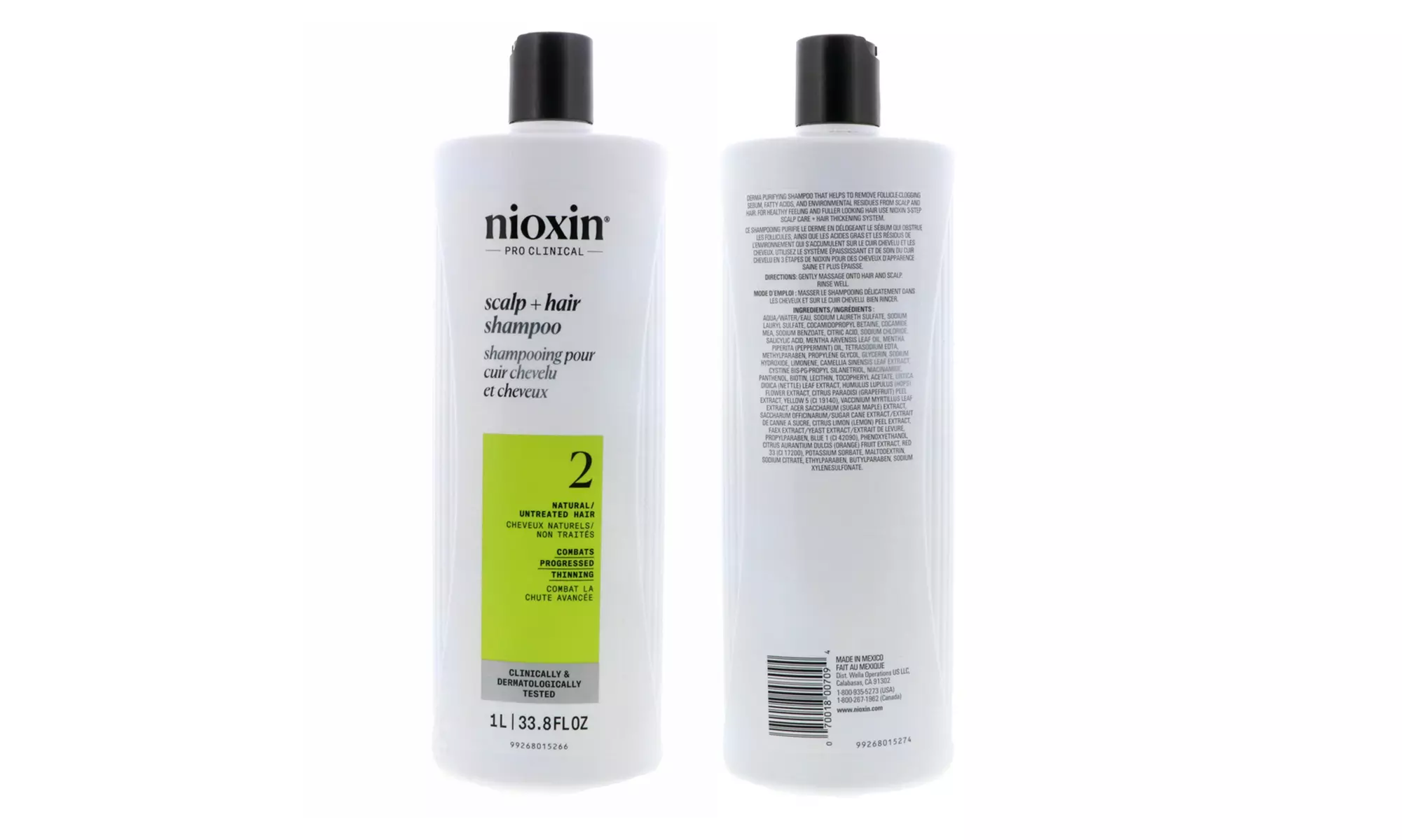 Nioxin Cleanser Shampoo and Scalp Therapy Conditioner Liter 33.8 oz Set Combo