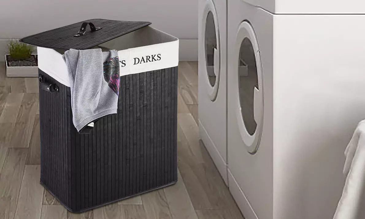 Bamboo Laundry Basket with Compartment - Primary Image