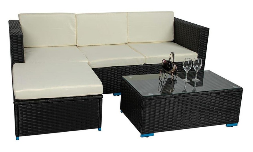 Image 4: Modern Garden Rattan-Effect Four-Seater Corner Sofa Set