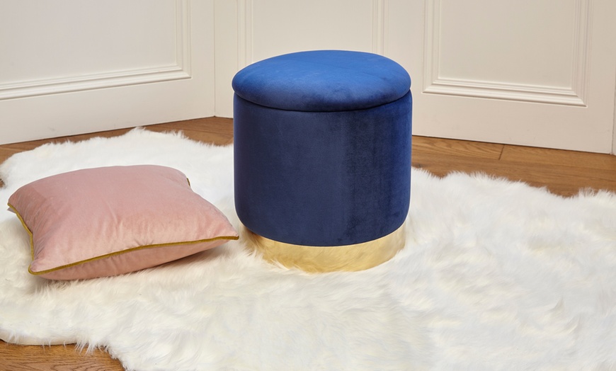 Image 13: Velvet Ottoman Upholstered Stool