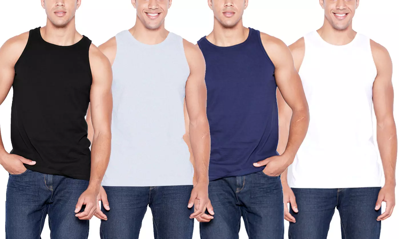 SEL Men's Classic Fit 100% Cotton Tank Tops (4-Pack; S-3XL) - Primary Image