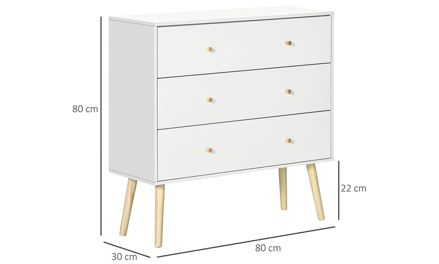 Image 7: HomCom Three-Drawer Storage Unit