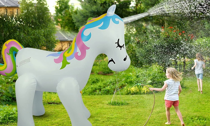 Image 3: Large Inflatable Unicorn Sprinkler