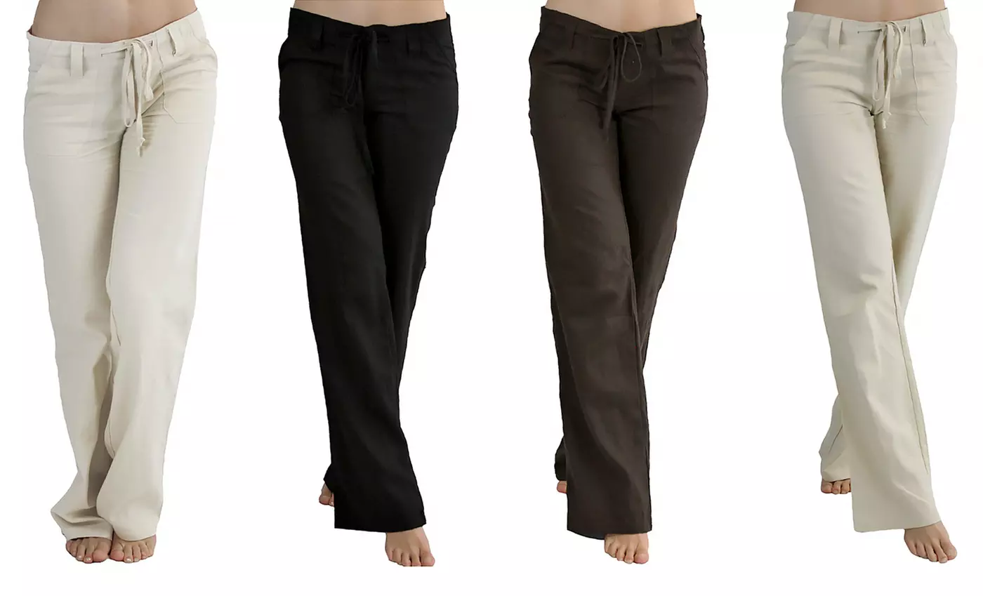 Women's Drawstring Linen Pants - Primary Image