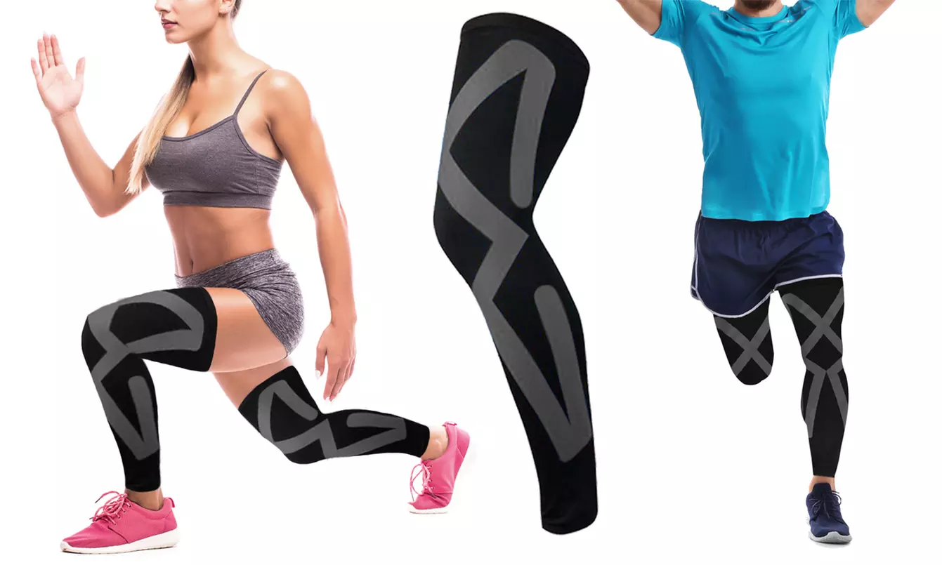 Kinesio Tape Full Knee and Calf Compression Sleeves (1-Pair) - Second Medium