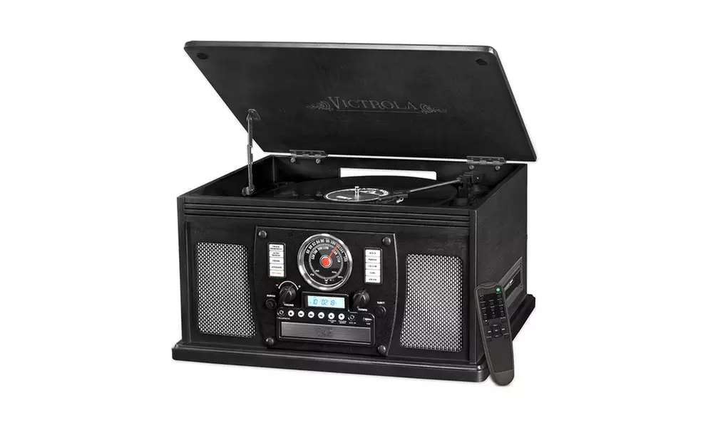 Victrola Nostalgic Wooden Record Player with Bluetooth, USB, and 3-Speed Turntable - Second Medium
