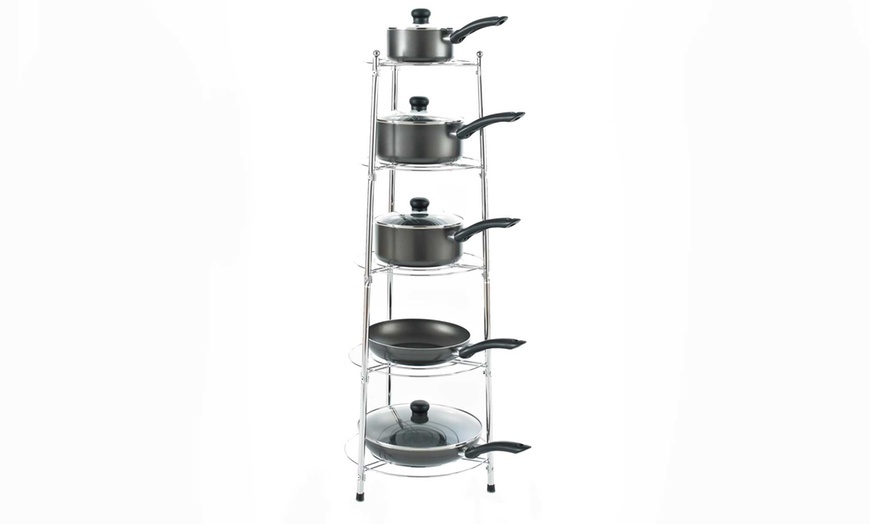 Image 2: Five-Tier Kitchen Pan Stand