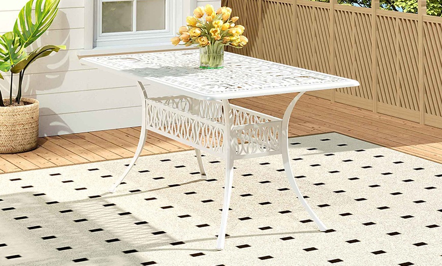 Image 10: Garden Outdoor Cast Aluminum Vintage Bistro Table 