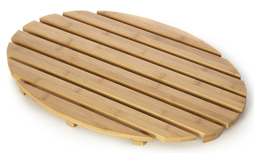 Image 3: Bamboo Wooden Duckboard Bath Mat