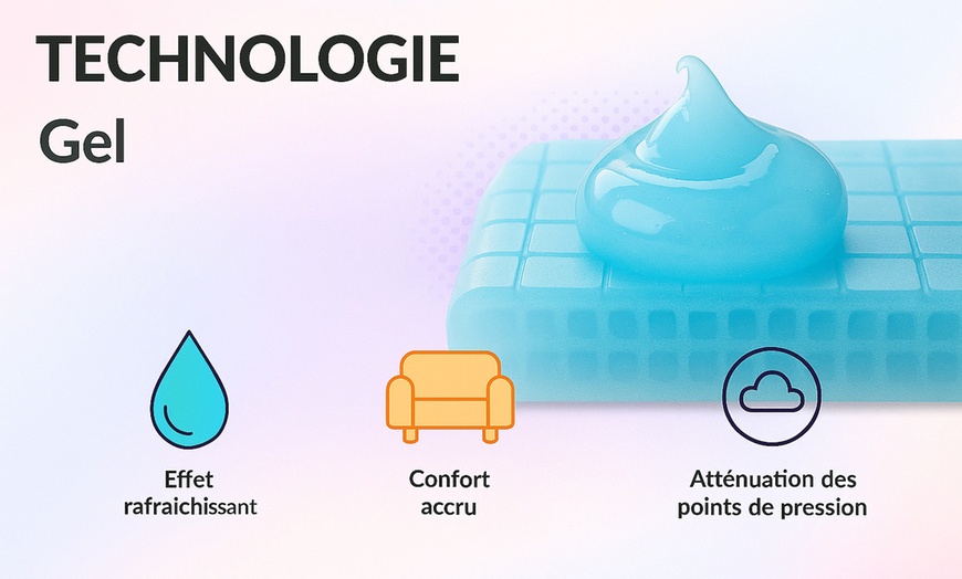 Image 7: Oreiller mémoire de forme et gel 60x40 cm, double face été/hiver