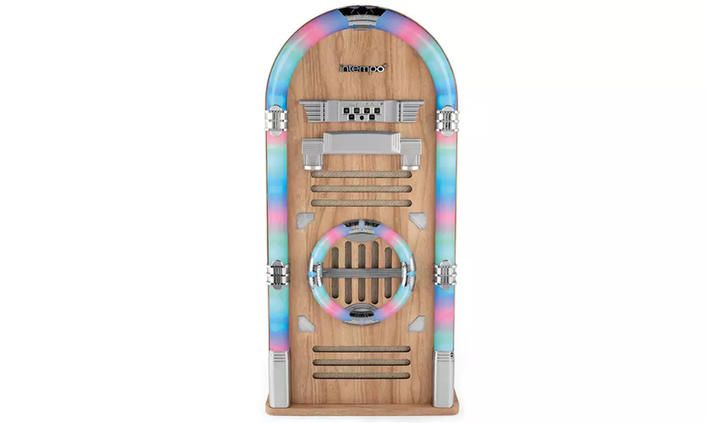 Intempo Oak Bluetooth Jukebox with LED Flashing Lights With Free Delivery - Primary Image
