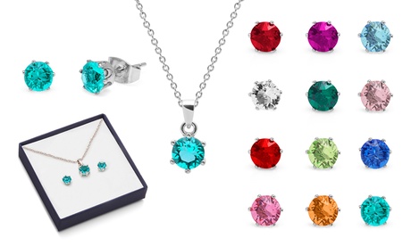 Parure pendentif et boucles d'oreilles avec pierre de naissance OMG Jewel ornée de cristaux Swarovski®