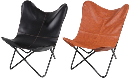 Sedie di design Butterfly in similpelle e ferro, disponibili in 2 colori