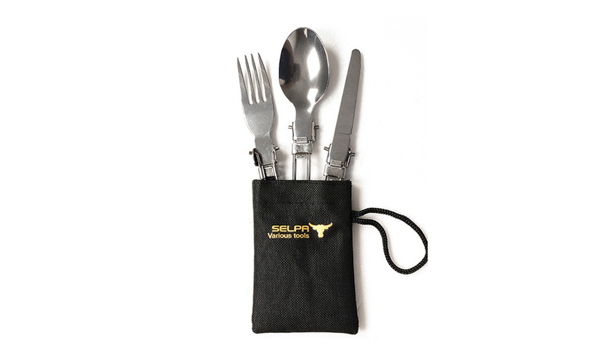 Image 2: Portable Folding Cutlery Set