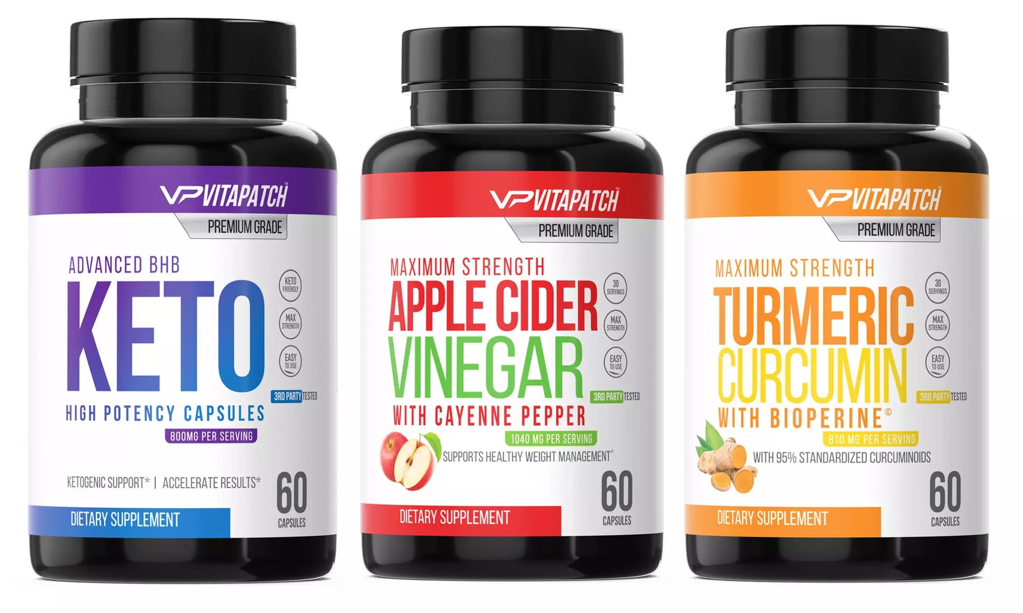 VitaPatch Premium Grade BHB, Apple Cider Vinegar, and Turmeric Capsules (1- or 3-Pack) - Primary Image