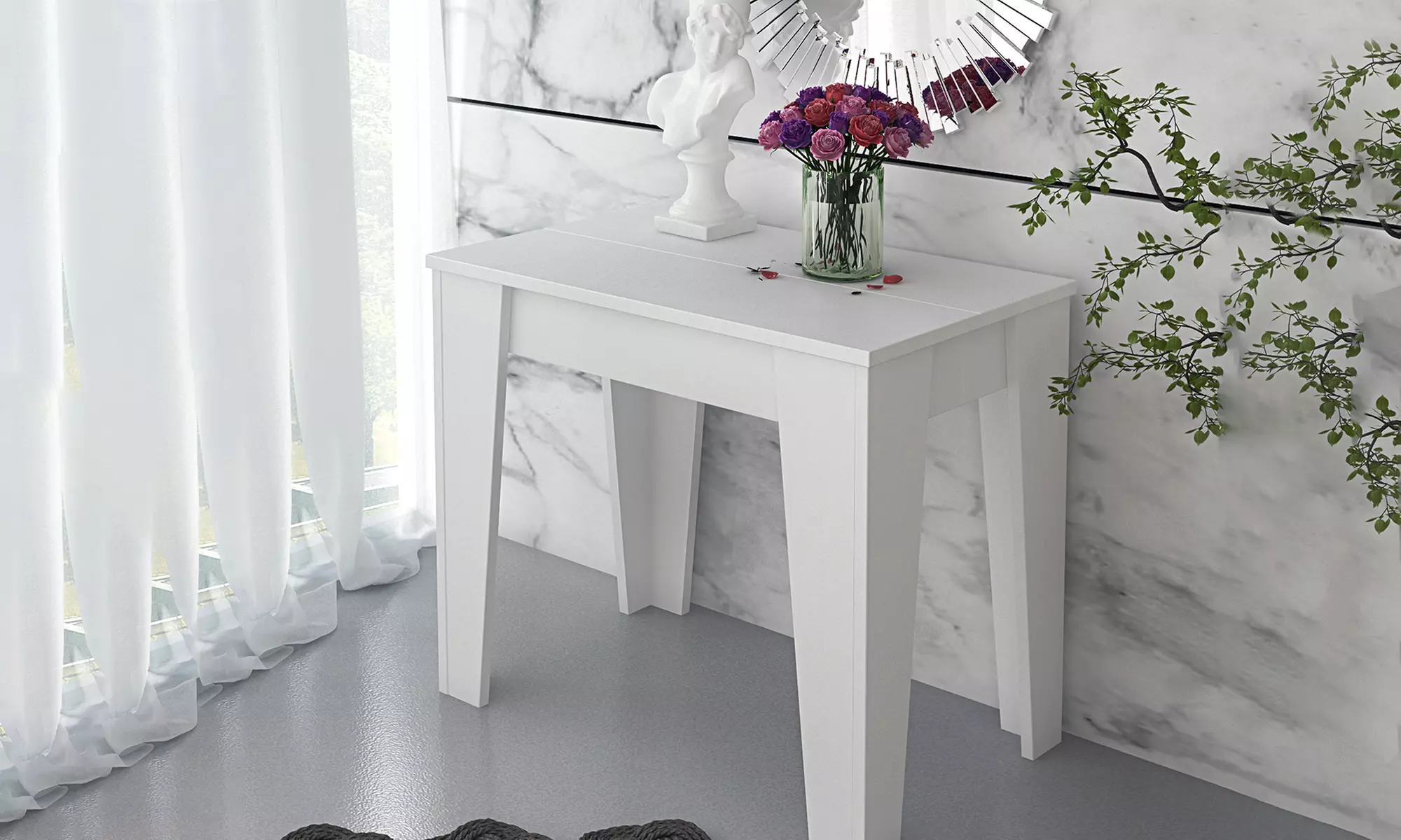 Tavolo/consolle Charlie allungabile con 6 prolunghe disponibile in 3 colori - Primary Image