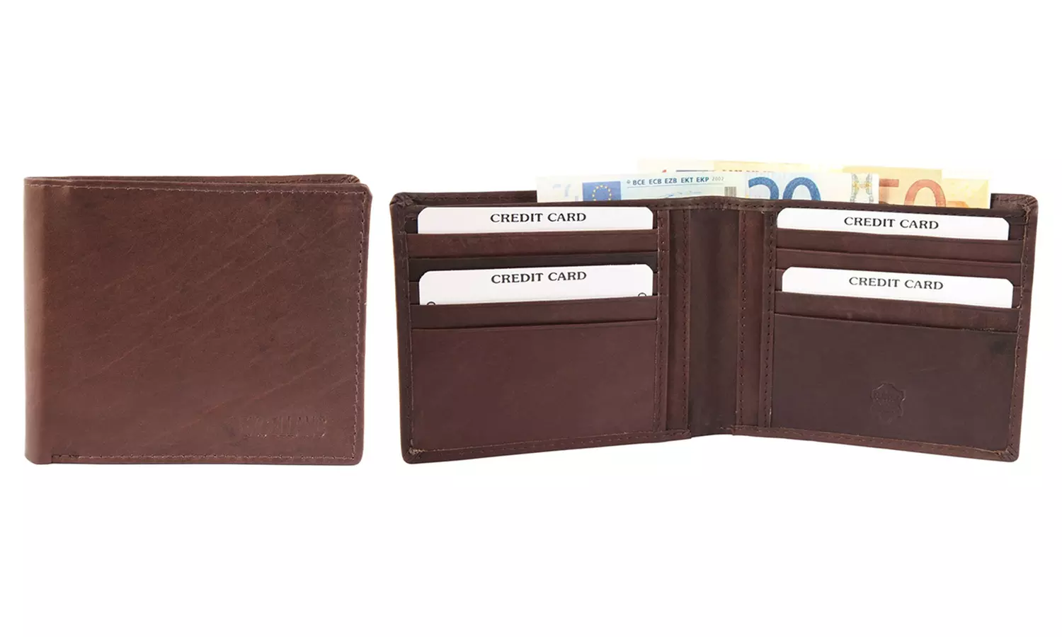 1x, 2x, oder 3x Herren- oder Unisex-Geldbörse aus Leder