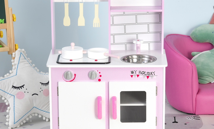 Image 13: HomCom Kids Kitchen Play Set