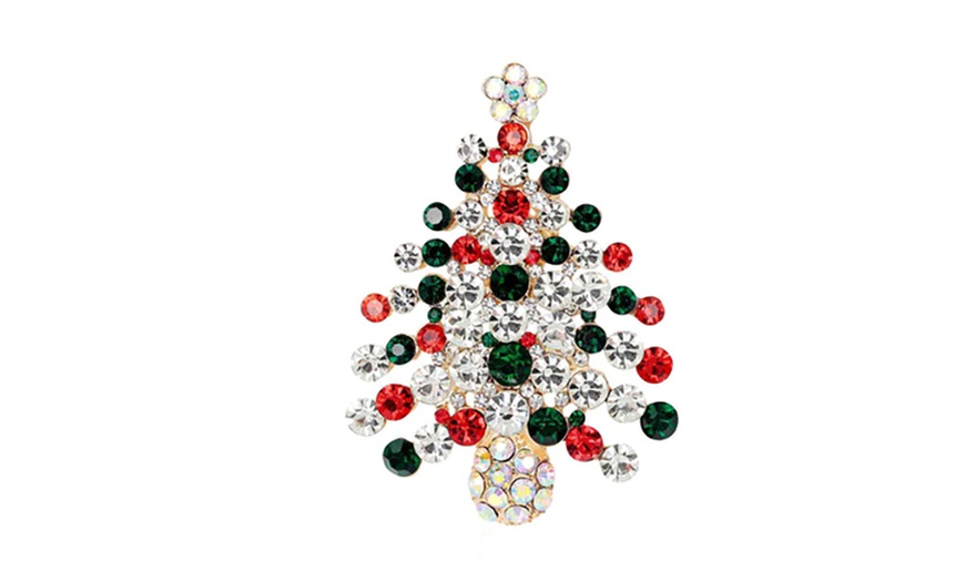 Image 4: Christmas Brooch Pin with Rhinestone Crystal