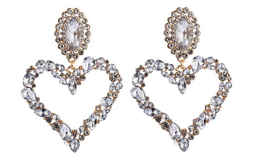 Image 3: Heart-Shaped Dangle Earrings