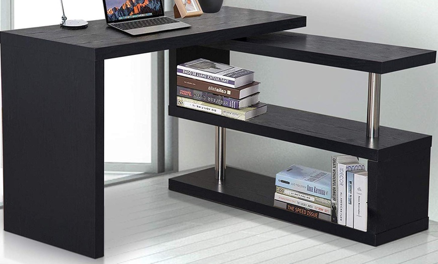 Image 8: Homcom Desk with Shelves Unit