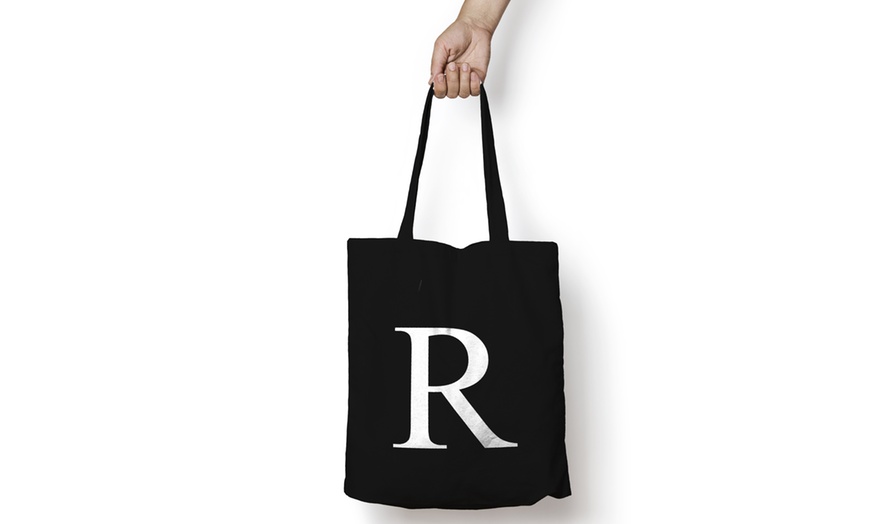 Image 19: Alphabet Letter Cotton Tote Bag