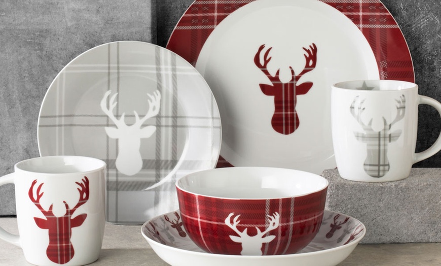 Image 2: Waterside 30-Piece Highland Stag Dinner Set