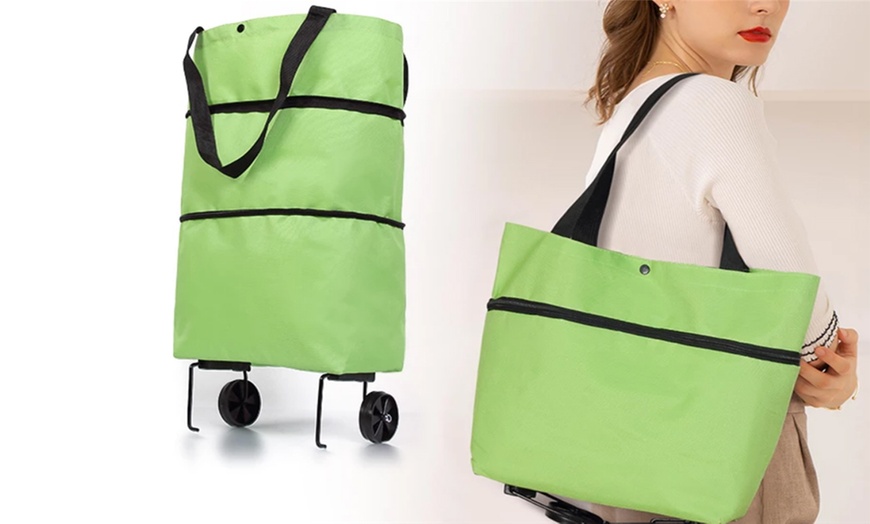 Image 7: Foldable Shopping Pull Cart Trolley Bag