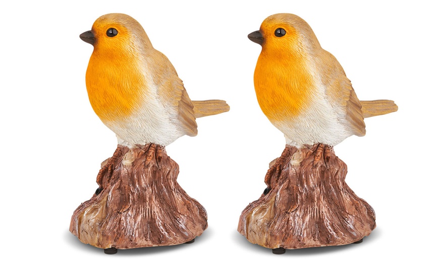 Image 7: One or Two Electronic Singing Robin Ornaments