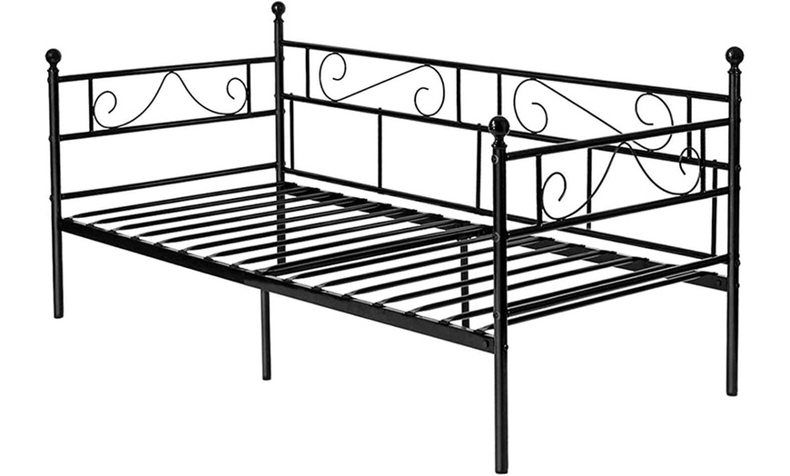 Image 15: Metal Day Bed with Optional Trundle Pull-Out and Mattresses
