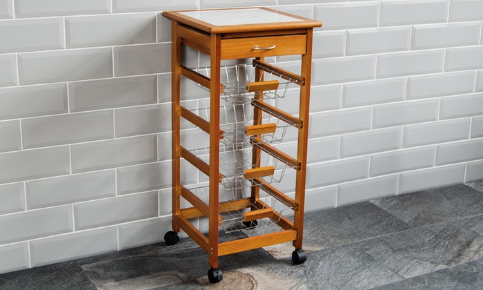 Up To 18 Off Chef Vida Wooden Kitchen Trolley Groupon   C700x420 