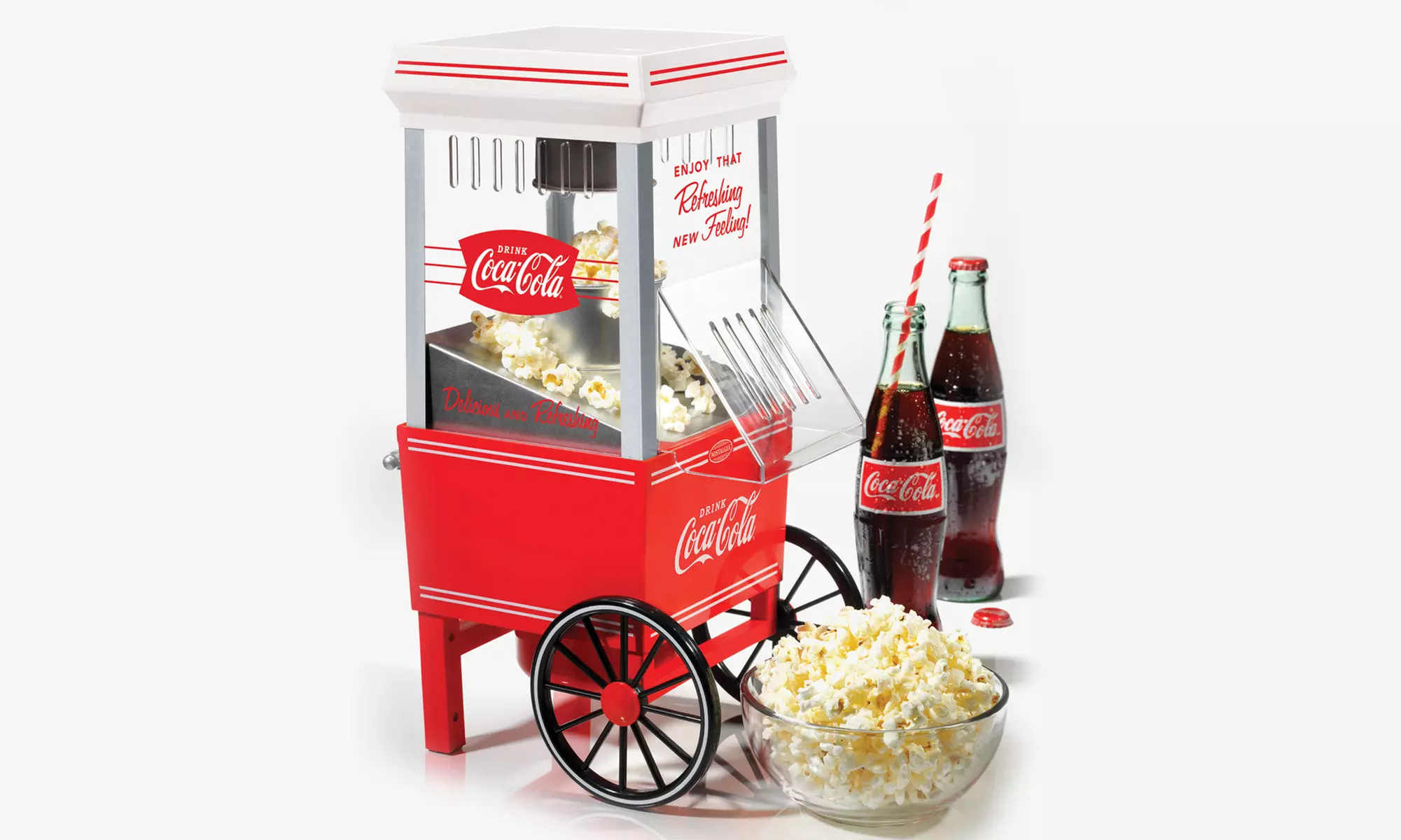 Nostalgia Coca-Cola 12-Cup Hot Air Popcorn Maker - Primary Image