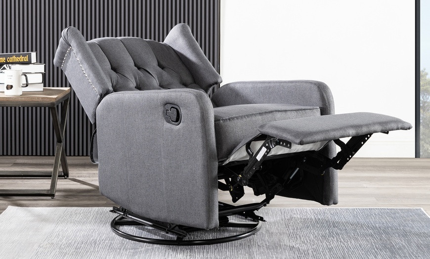 Image 15: Manual Swivel Fabric Recliner Chair