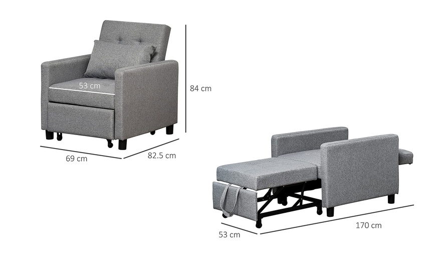 Image 7: HomCom Modern-Style Two-in-One Single Sofa Bed