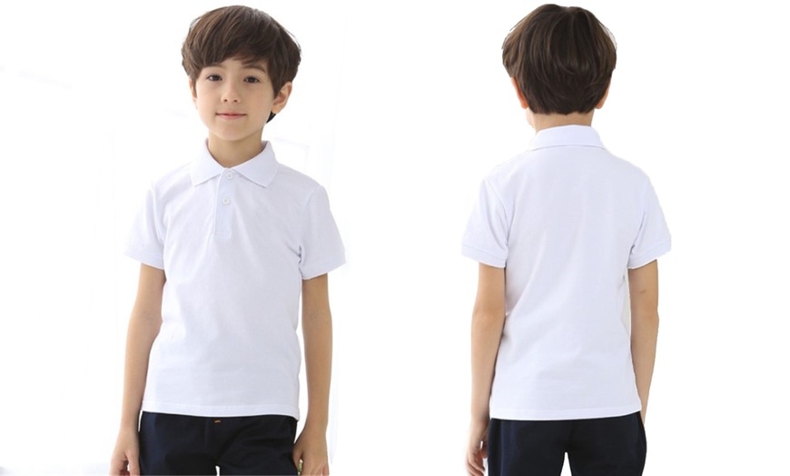 Image 1: Kids' White Unisex Polo T-Shirt