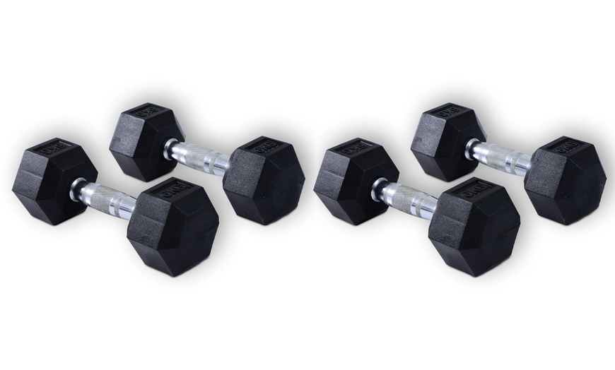 Image 9: Rubber Hexagonal Dumbbells