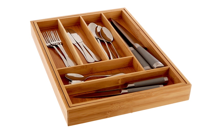 Image 5: Expandable Bamboo Cutlery Tray