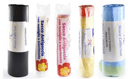 Fino a 850 sacchi per immondizia resistenti e biodegradabili, disponibili in varie dimensioni e colori