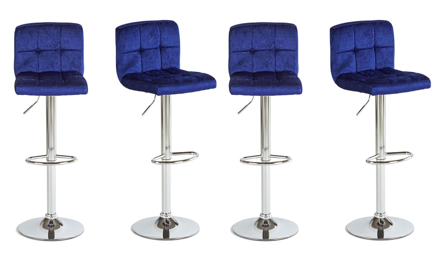 Image 8: Two Crushed Velvet Bar Stools