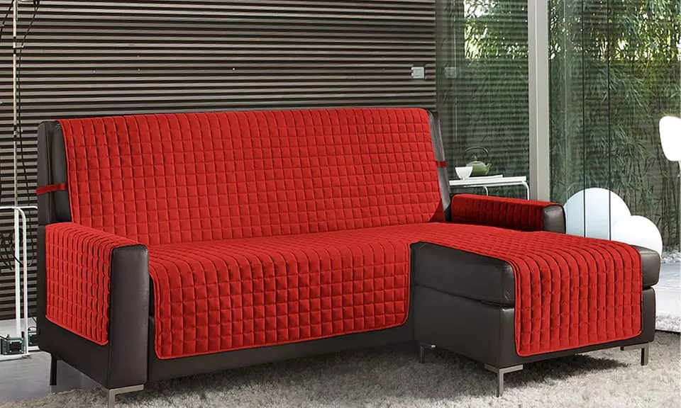 Housse de canapé matelassée anti-tache avec péninsule unie réversible, dimensions et coloris au choix - Primary Image