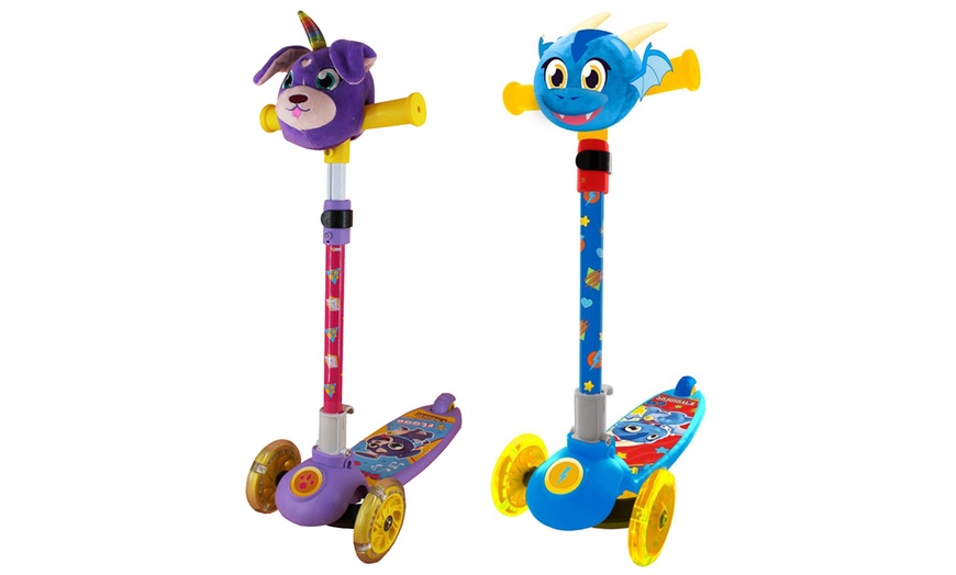 Image 2: Three Wheeled Perrycornio or Draky Plush Head Scooter