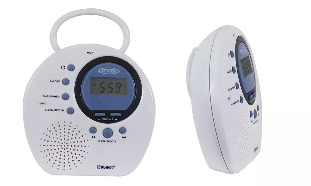 Water-Resistant Digital AM/FM Bluetooth Shower Clock Radio with Digital Tuning - Primary Image
